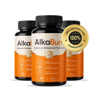 AlkaBurn bottle with 60-day money-back guarantee seal
